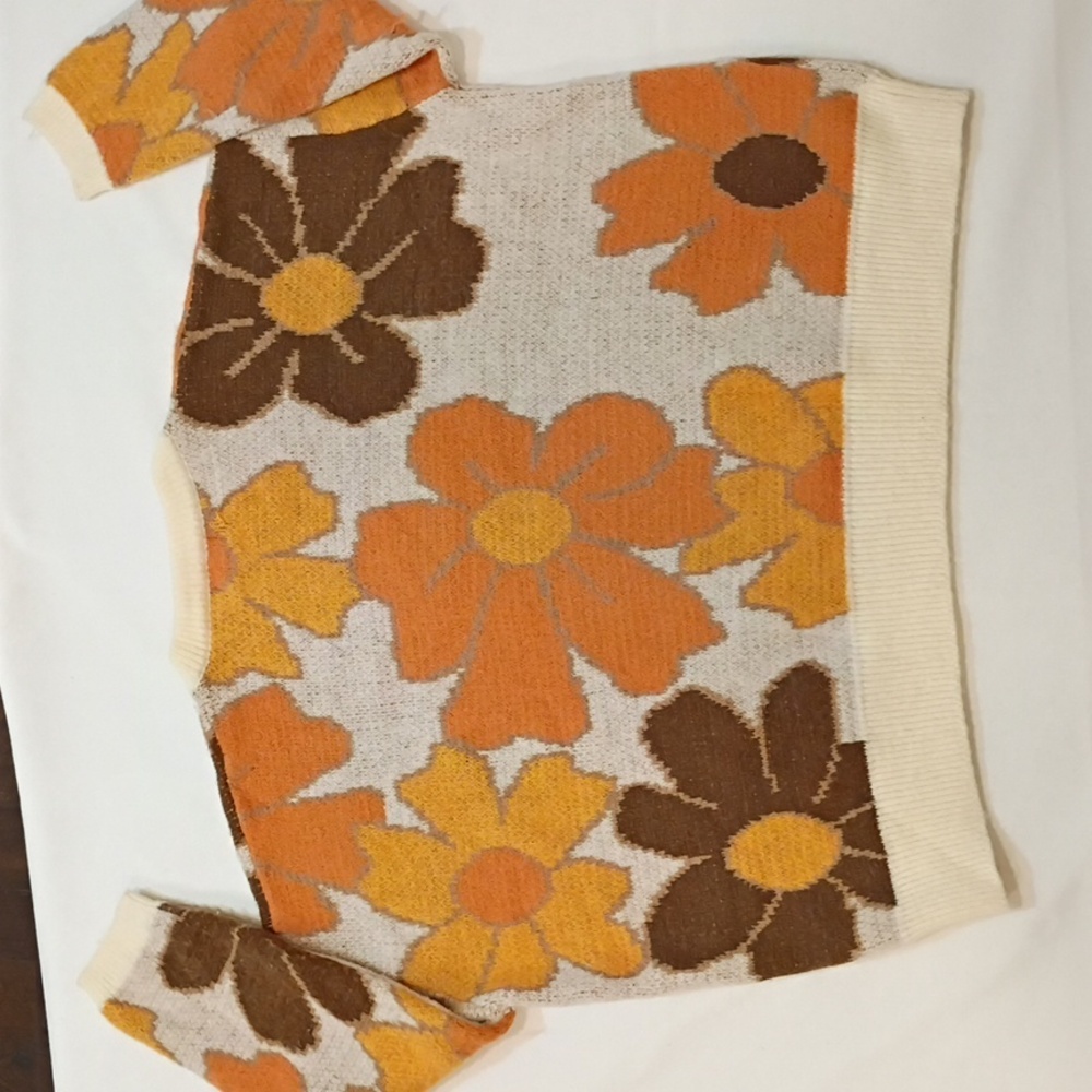 Oversized Sweater Oatmeal Fairycore Bold Floral Size Small - Picture 4 of 4